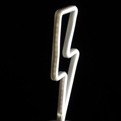 Northlight 11.5" Battery Operated Neon Style LED Lightening Bolt Table Light - White