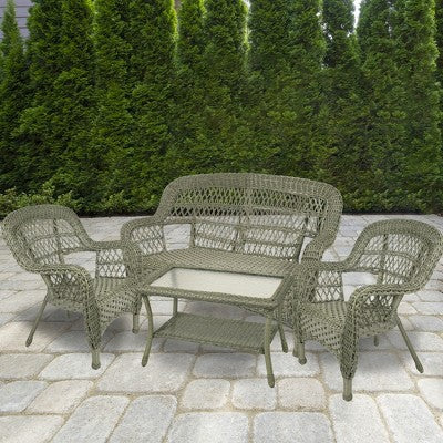  Northlight 4-Piece West Bay Driftwood Resin Wicker Outdoor Patio Conversation Set