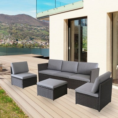  Northlight 4-Piece Savannah Resin Wicker Outdoor Patio Modular Sectional Set With Cushions