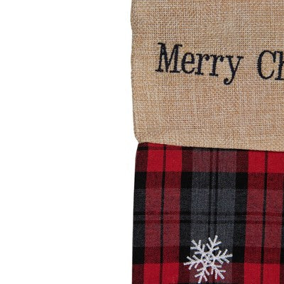  Northlight Plaid Merry Christmas Reindeer Stocking - 19" - Red And Green