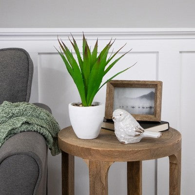  Northlight 13.5" Agave Succulent Artificial Potted Plant - Green/White