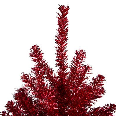  Northlight 6' Metallic Red Tinsel Artificial Christmas Tree - Unlit