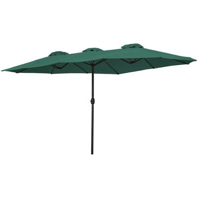  Northlight 15' Outdoor Patio Market Umbrella With Hand Crank, Green
