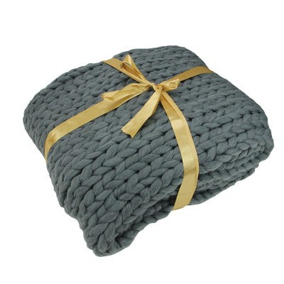  Northlight 50" X 60" Cable Knit Plush Throw Blanket - Gray