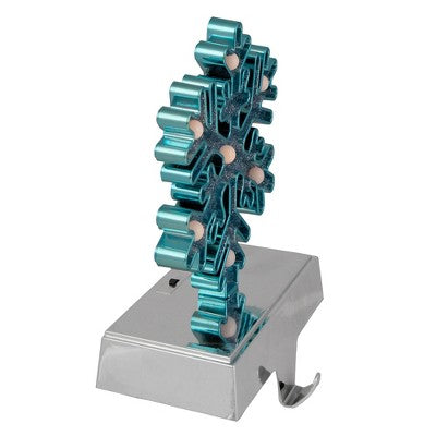  Northlight LED Lighted Glitter Snowflake Christmas Stocking Holder - 7" - Blue