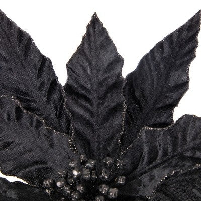  Northlight 26" Black Glittered Poinsettia Christmas Stem Spray