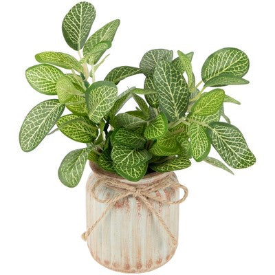  Northlight 8" Reticulated Artificial Spring Foliage In Ceramic Pot