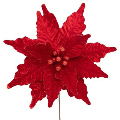  Northlight 24" Glittered Red Poinsettia Christmas Stem Spray