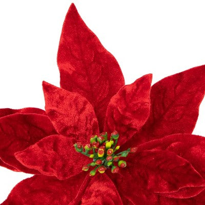  Northlight 18" Glittered Red Velvet Christmas Poinsettia Stem Spray