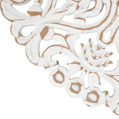  Northlight 24" Brushed Antique White Damask Round Wall Panel