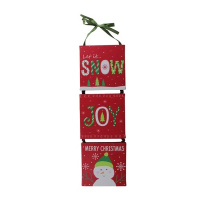  Northlight 15.5" LED Fiber Optic 3-Panel Red Snowman Christmas Wall Art Decoration