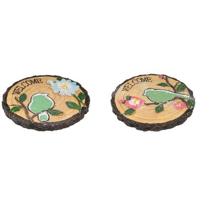  Northlight Set Of 2 Welcome Birds Outdoor Floral Garden Stones 11"