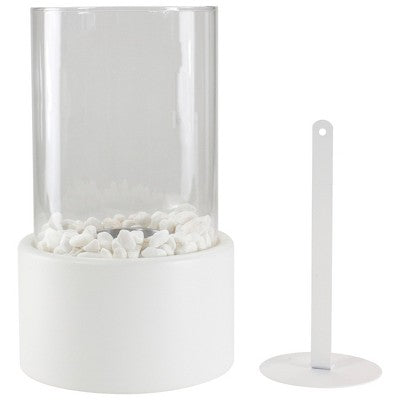  Northlight 10.5" Bio Ethanol Round Portable Tabletop Fireplace With White Base