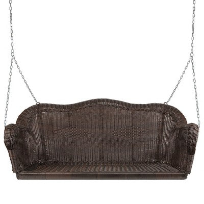  Northlight Hand Woven Resin Wicker Porch Swing With Chain - Dark Brown
