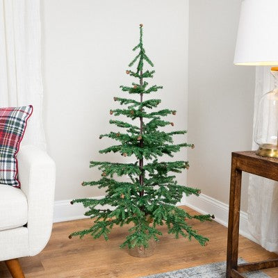  Northlight Medium Artificial Christmas Tree With Pine Cones In Burlap Base - 4' - Unlit