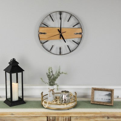  Northlight Rustic Metal Frame Wall Clock -15.75" - Black
