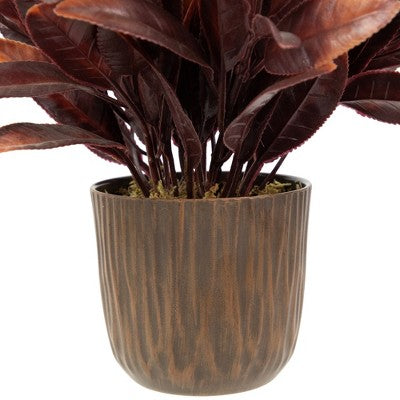  Northlight 8" Two-Tone Artificial Foliage Plant In A Textured Lined Pot