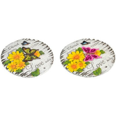  Northlight Set Of 2 "Love Today" Outdoor Floral Garden Stones 10"