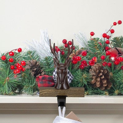  Northlight 7.5" Brown Marbled Buck Deer Head Christmas Stocking Holder