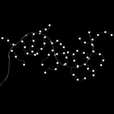  Northlight LED Lighted B/O Pom Pom Christmas Garland Lights - Cool White - 4.25' Clear Wire - 10ct