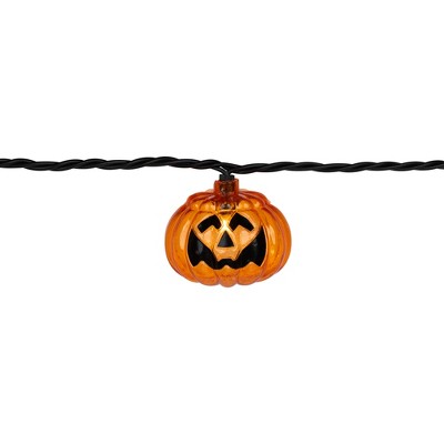  Northlight Jack O Lantern Halloween Lights - 7.5' Black Wire - 10ct