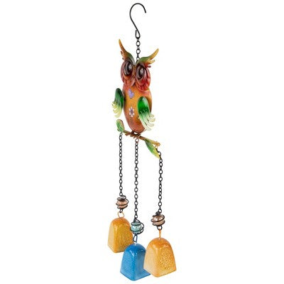  Northlight 10" Green Metal Owl Outdoor Garden Windchime