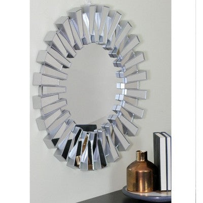  Northlight 25.5" Silver Aztec Sunburst Round Mirror Wall Decor