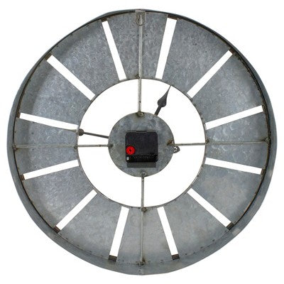  Northlight 18" Round Galvanized Metal Roman Numeral Wall Clock