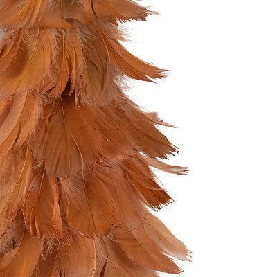  Northlight Small Layered Feather Cone Tree Glittered Christmas Decoration - 16" - Rust Orange