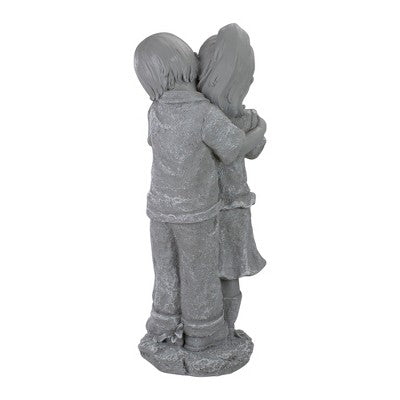  Northlight 19.5" Gray Boy Hugging Girl Outdoor Garden Statue