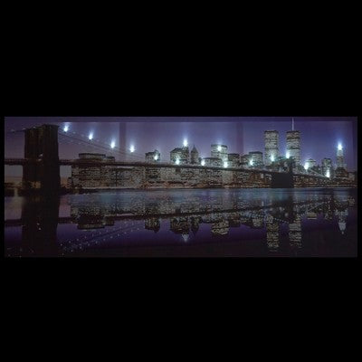  Northlight LED Lighted Famous New York City Brooklyn Bridge Skyline Canvas Wall Art 15.75" X 39.25"