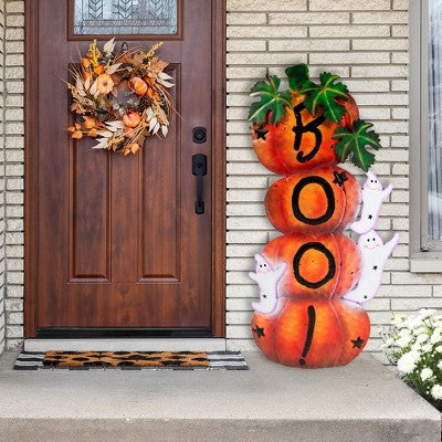  Northlight Stacked Pumpkins "Boo" Halloween Decoration - 33"