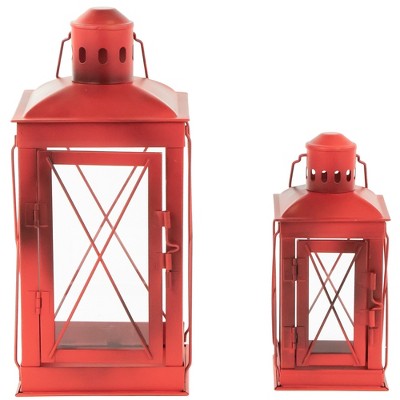  Northlight Set Of 2 Antique Red Mission Style Candle Lanterns 12.25"