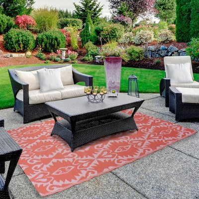  Northlight 4' X 6' Pink Abstract Pattern Rectangular Outdoor Area Rug