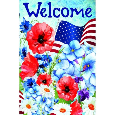  Northlight Welcome Patriotic Americana Outdoor Floral Garden Flag 18" X 12.5"