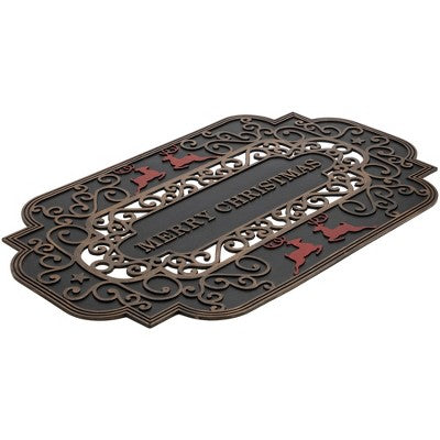  Northlight Black And Copper Reindeer "Merry Christmas" Doormat 18" X 30"
