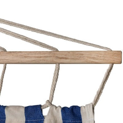  Northlight Striped Macrame Quilted Two Person Double Hammock - 9' X 56" - Blue And Cream