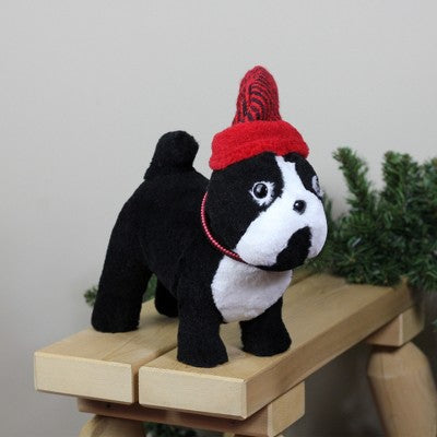  Northlight Plush Standing Bulldog With Striped Hat And Collar Christmas Decoration - 11.5"