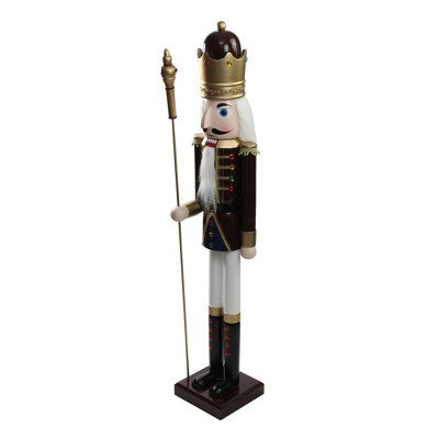  Northlight 48" Burgundy And White Wooden Christmas Nutcracker King With Scepter
