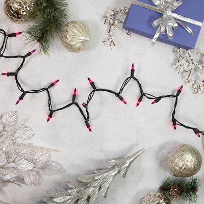  Northlight Mini Incandescent Christmas Lights - Purple - 10' Black Wire - 50ct
