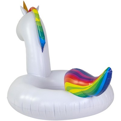  Northlight 68" Rainbow Unicorn Inflatable Swimming Pool Tube Ring Float