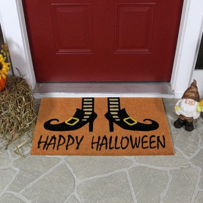  Northlight Wicked Witch Shoes "Happy Halloween" Coir Doormat 18" X 30"