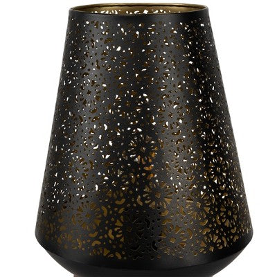  Northlight Floral Laser-Cut Table Iron Lamp With Wooden Base - 10.75" - Black