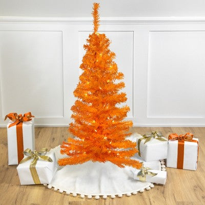  Northlight Pre-Lit Medium Artificial Pine Christmas Tree - 3' - Orange - Clear Lights