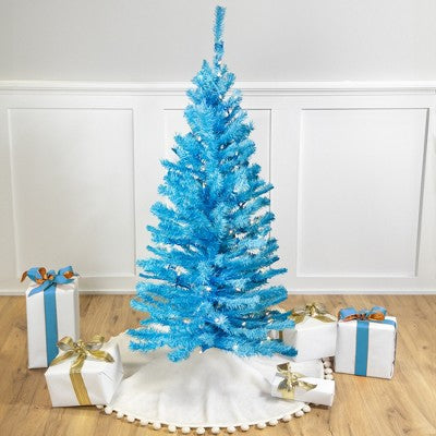  Northlight Pre-Lit Medium Artificial Pine Christmas Tree - 4' - Sky Blue - Clear Lights