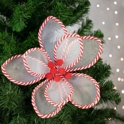  Northlight 22" Candy Cane Poinsettia Christmas Stem Spray