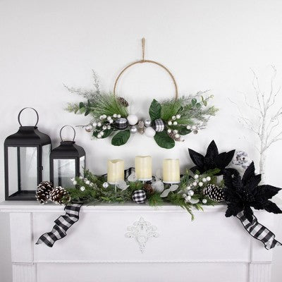  Northlight Real Touch™️ Winter Greenery With Pinecones Artificial Christmas Wreath - 18" - Unlit